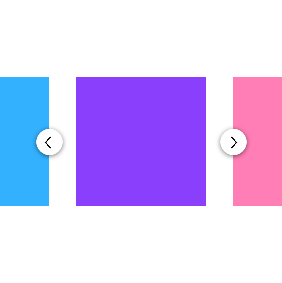 carousel of colored squares with left and right arrow buttons for scrolling