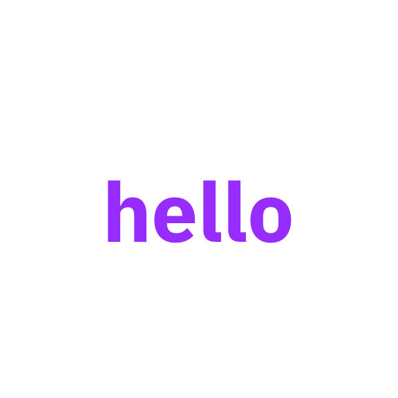 Good example: large bold 'hello' text in purple with sufficient contrast on white background