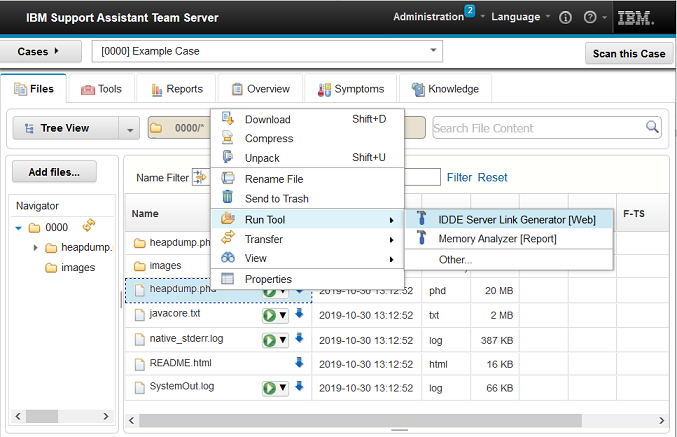 IBM Support Assistant Team Server screen captures